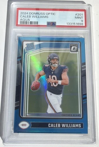 2024 Panini Donruss Optic Caleb Williams RC Rated Rookie Aqua Prizm /299 PSA 9