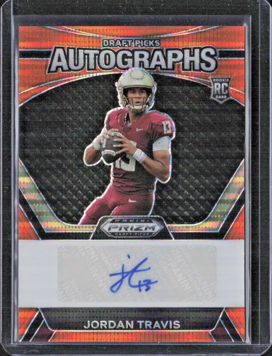 2024 Prizm Draft Picks Autographs Orange Pulsar 14/49 #DPA-JTS Jordan Travis RC