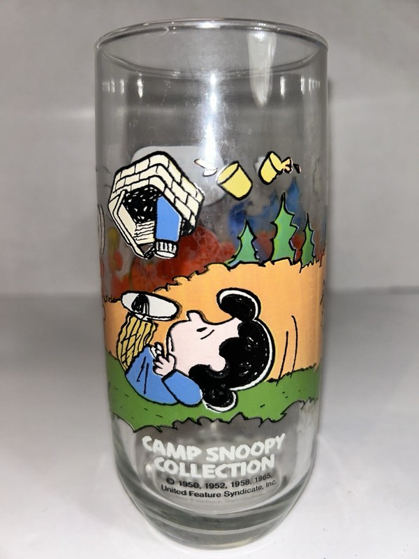 CAMP SNOOPY MCDONALD’S GLASS VINTAGE CHARLIE BROWN LUCY LINUS WOODSTOCK