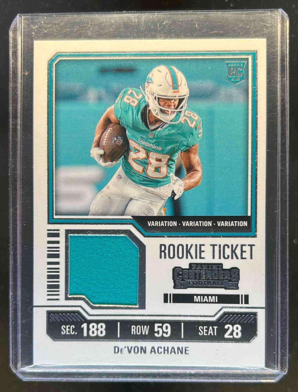 2023 Contenders De'Von Achane Rookie Ticket Swatches Variation RC Jersey #TS9V
