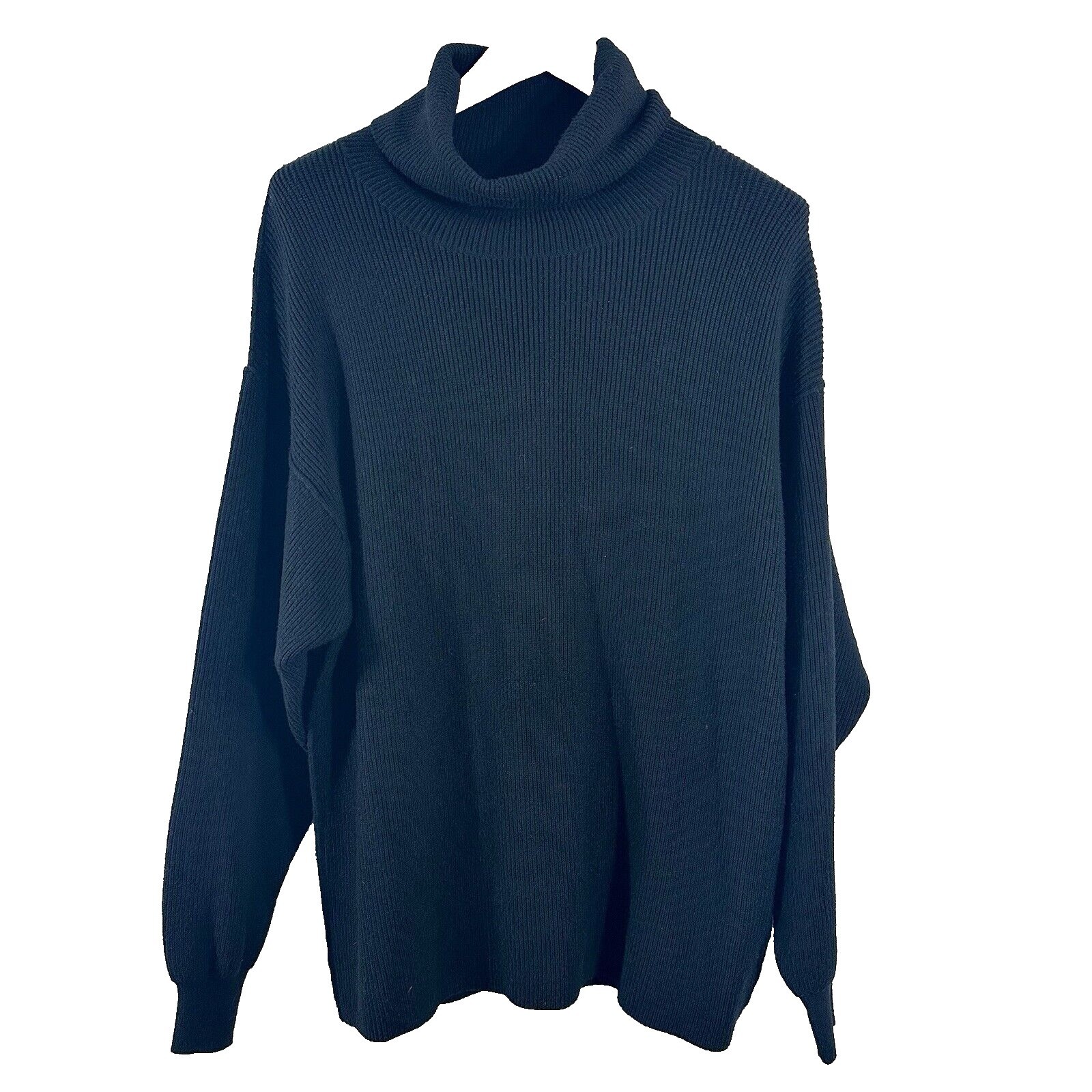 Free People Women's Sweater Black Ribbed Cowl Pullover Oversized Size S