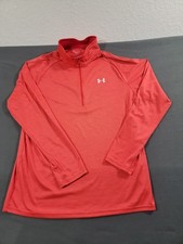 Under Armour Women's 1/4 Zip Loose Fit Any Time Workout Gear XL Orange High Neck