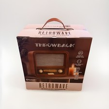 Throwback Retrowave Wireless Speaker Wooden Case FM Radio Bluetooth rechargeable