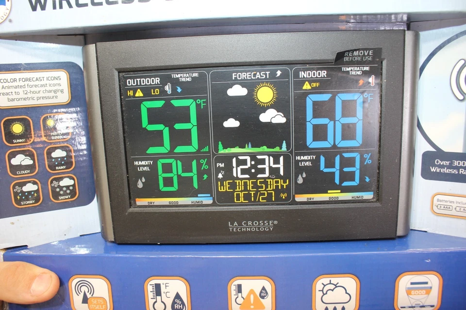 Estación Meteorológica Inalámbrica Color La Crosse 1066436 C85845 Temperatura Interior/Exterior ¡NUEVA! Foto 2 de 4