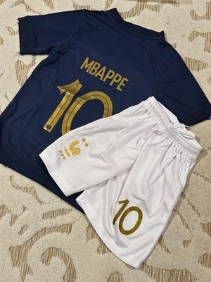 FRANCE Kylian MBAPPE #10 Soccer Jersey Navy Blue Boys/Girls Size 20 (5-6 years)