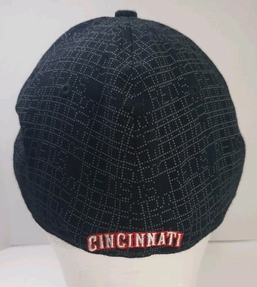 Cincinnati Reds Mens (Elastic Band) OSFM Baseball Ball Cap Hat Black AOP