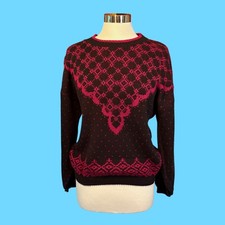 Vintage 80's Nichelle Fuchsia and Black Acrylic OversizedVintage 80's Sweater