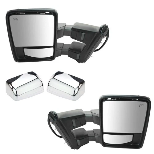 Towing Mirror Power Folding Telescoping Heat Signal Memory Chrome Pair for F350