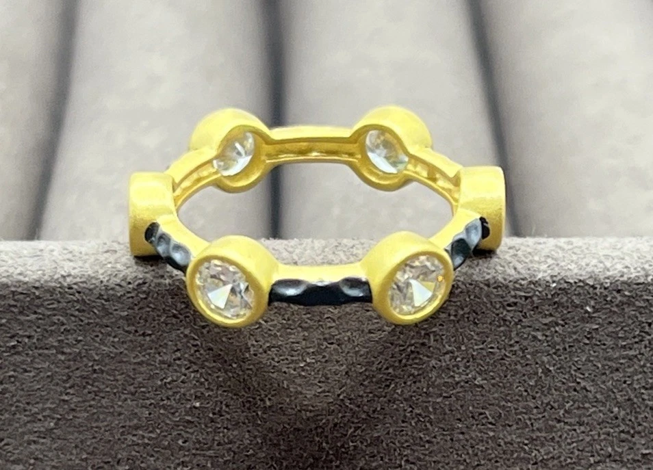 Freida Rothman Starry Night Ring 14k Gold & Black Rhodium Plated SS Sz5 NEW - Image 2 of 4