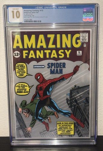 AMAZING FANTASY #15 - SILVER FOIL (2018) - CGC 10.0 FIRST RELEASE COA# 0218/1000