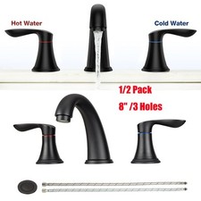 Bathroom Faucet 8" Widespread 3 Hole with Stainless Steel Pop Up Drain 1/2pcs