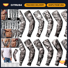 12 Pcs Tattoo Arm Sleeves for Men - UV Protection, Lightweight, Comfortable Fit