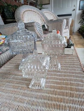 Three Vintage Clear Bridal Boxes  With Lids