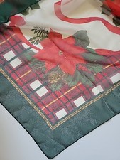 Liz Claiborne Semi Sheer Holiday Poinsettias In Red/Green Christmas Scarf 34" Sq