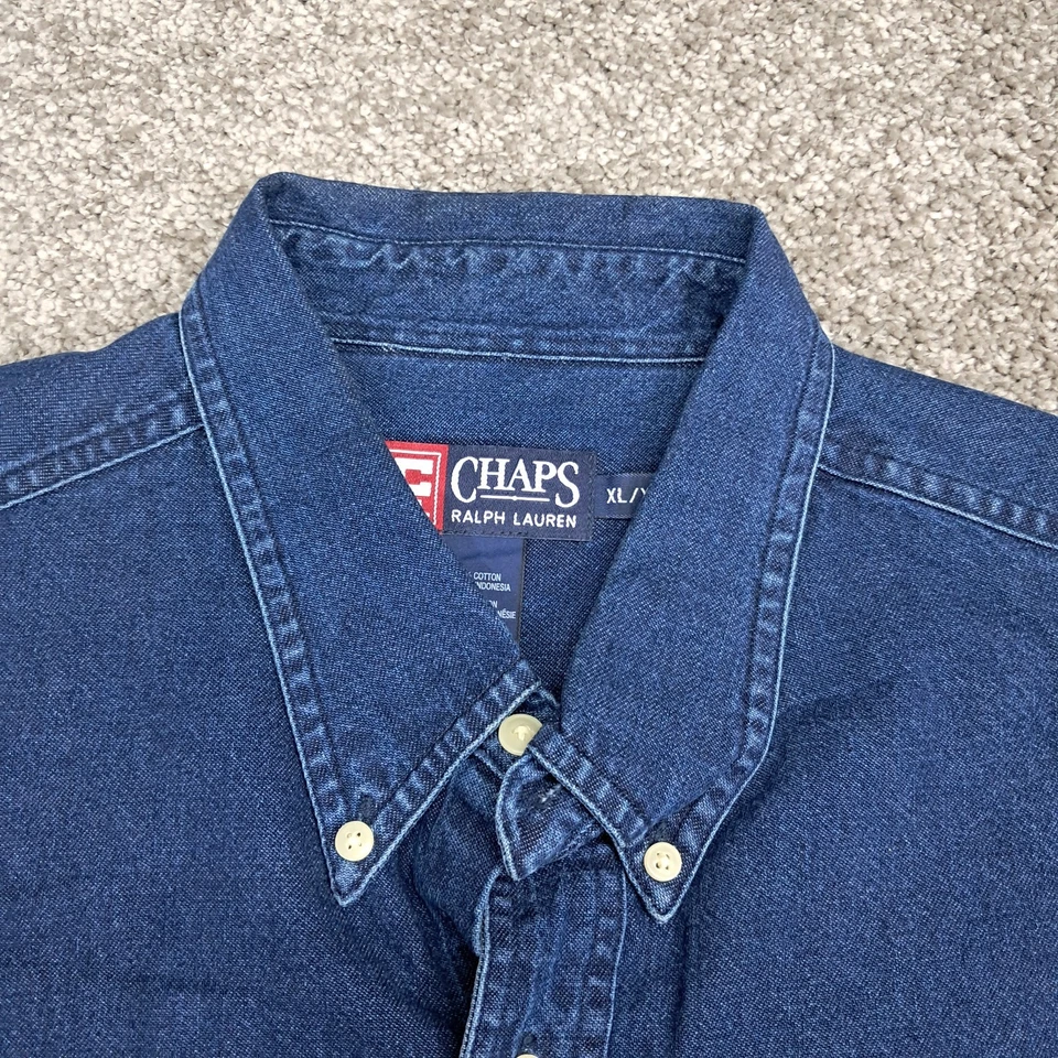 Chaps Ralph Lauren Men's Denim Long Sleeve Button Up Shirt Blue X-Large - Image 3 of 4