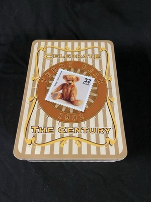 Celebrate the Century USPS Teddy Bear 15 Cards & Envelopes in Tin Box With Pin