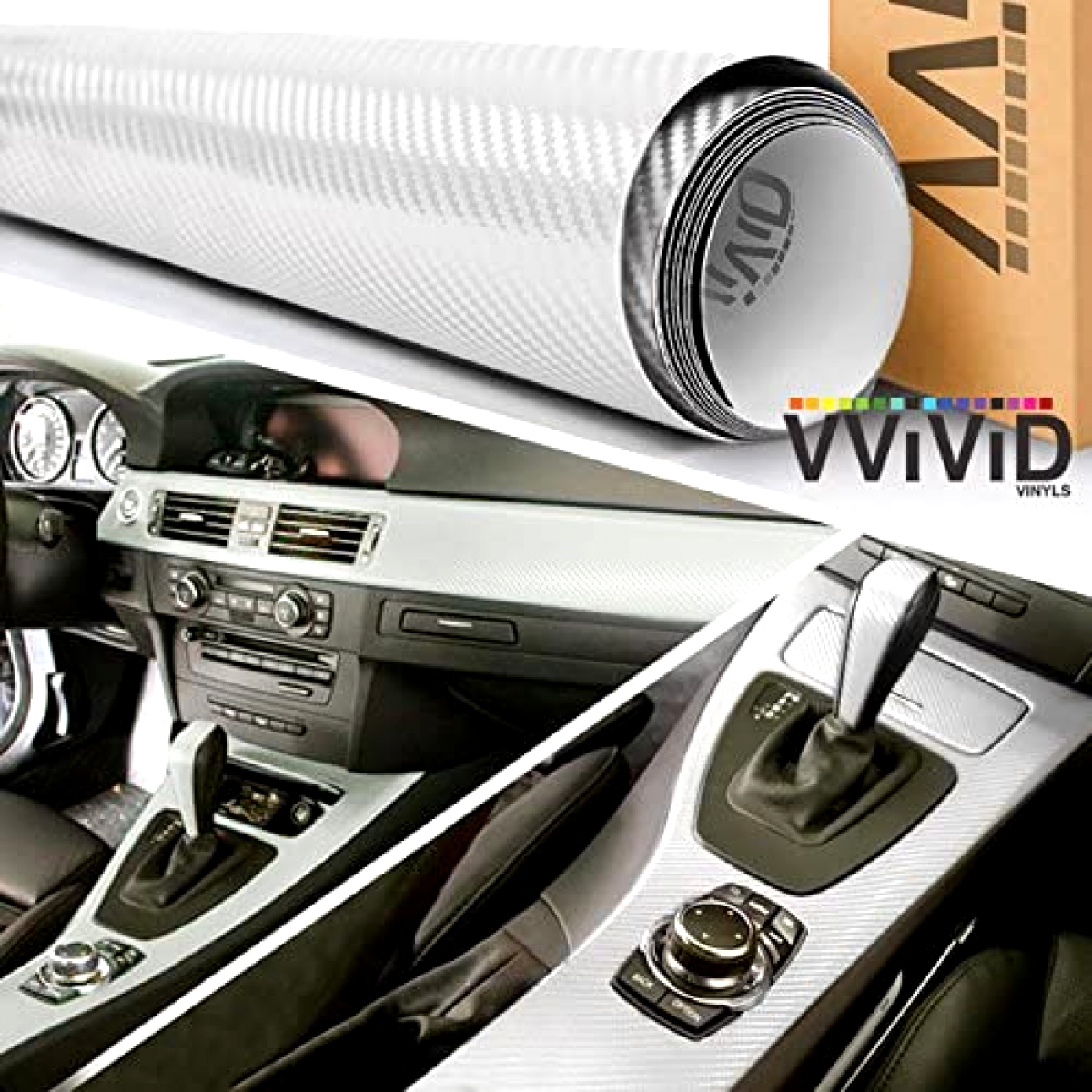 VViViD XPO White Carbon Fiber Car Wrap Vinyl Roll Air Release 3ft x 5ft
