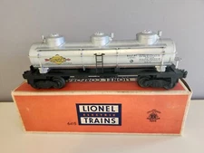 Lionel 1953-1955 6415 Sunoco 3 Dome Tank Car Unrun with OB 6600 gal cap Type III