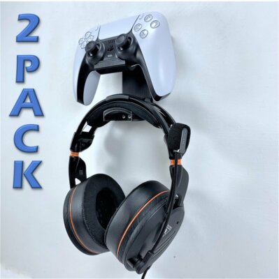 3D Cabin PS5 Controller & Headphone Wall Mount Wall Bracket Holder (2 Pack) For