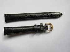 Ancien bracelet femme montre YEMA NOIR - Cuir Véritable  -12 mm - NEUF