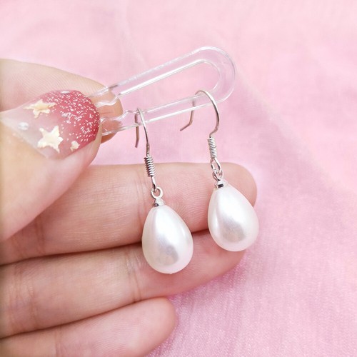 925 Sterling Silver Earrings Pearl Drop Bridal Dangle Stud Hook Earrings Womens eBay