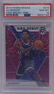 2019 Mosaic Ja Morant #274 Pink Fast Break Disco 12/20 PSA 10 Jersey Number #12