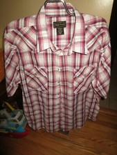 Men's High Noon Black/Red/White Plaid Western Snap Short Sleeve Shirt XL EUC