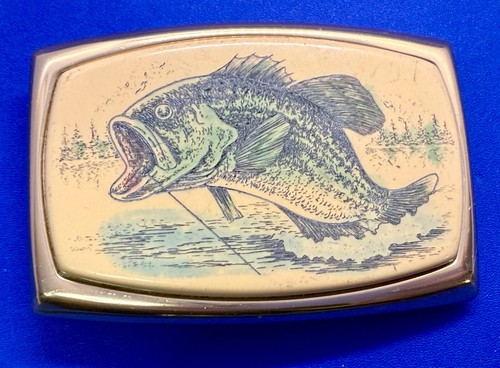 BIG MOUTH BASS FISH SILVERTONE BELT BUCKLE MADE IN U.S.A. Fishing