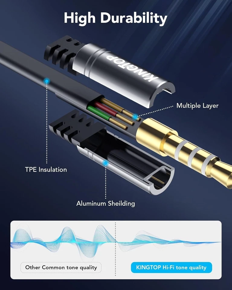 Divisor para adaptador de conector de micrófono y auriculares duales de 3,5 mm - Imagen 4 de 4