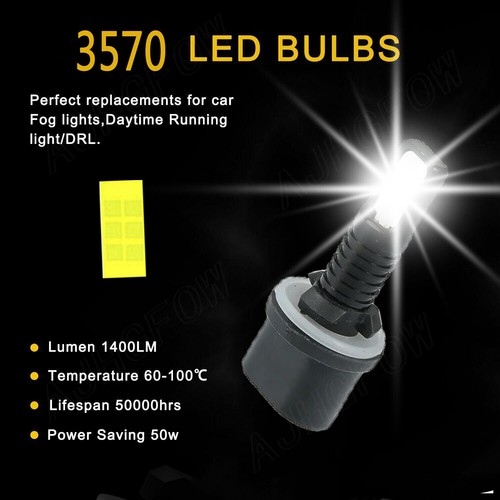 2PC 880 LED Fog Light Bulb DRL 6000K LED White High Power 890 892 893 899 50W - Picture 9 of 12