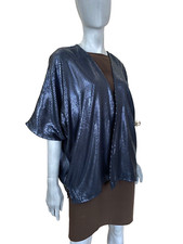 COREY LYNN CALTER for ANTHROPOLOGIE Navy Sequin Cardigan Kimono Jacket One Size