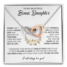 Bonus Daughter Necklace, Birthday Gift for Daughter from Dad Mom, Step Daughter