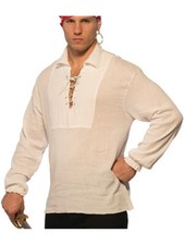 Men's Swashbuckler Cream Lace Up Pirate Shirt Costume