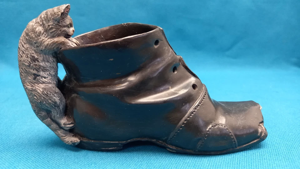 IMPORTANT SOULIER BRONZE POLYCHROME DE VIENNE AVEC CHAT ET SOURIS GESCHUTZT - Photo 2/4