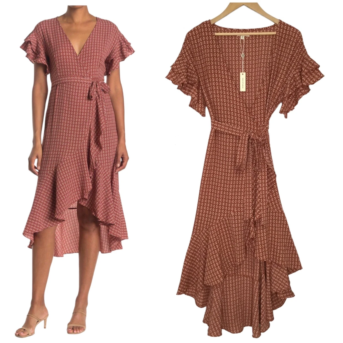 Max studio ruffle top sleeve midi dress