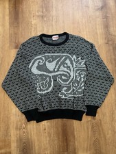 Boniour Sweater Menswear Pullover Abstract Print Black Mens Medium USA Made