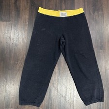 Vintage 80s Everlast Boxing Gym Sweat Pants Black / Yellow Made in USA Large