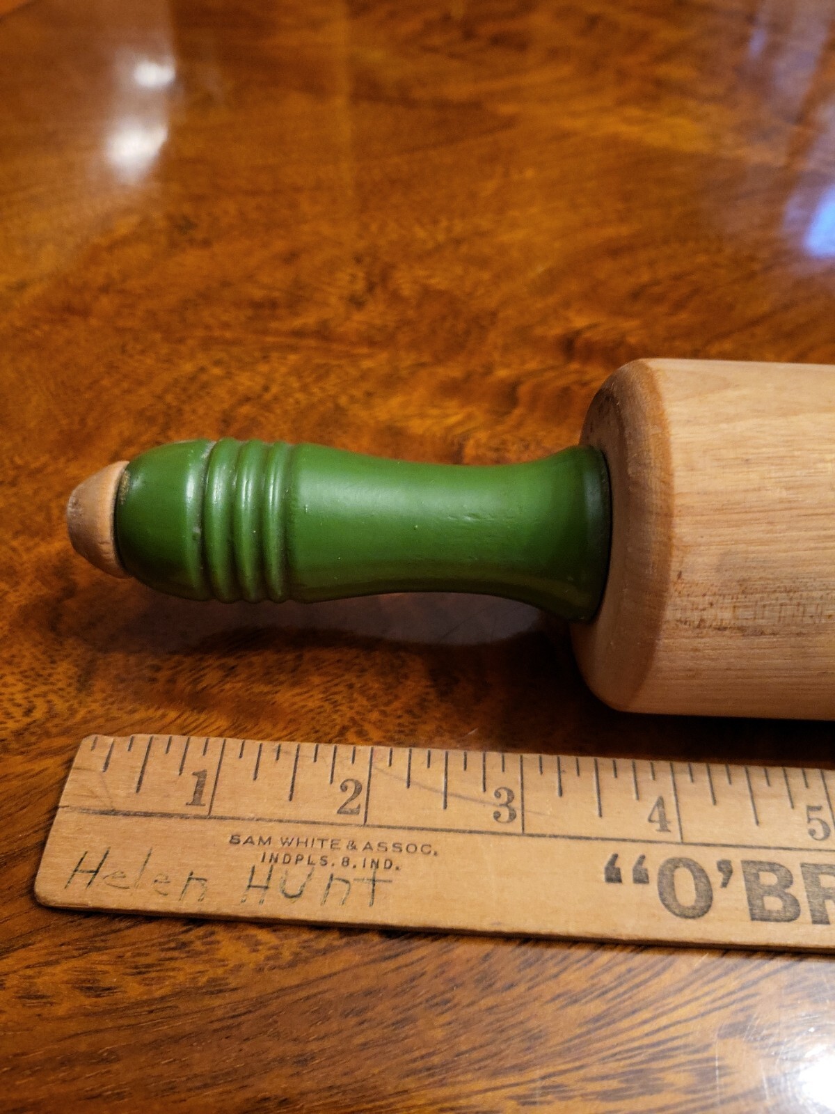 Vintage Munising Maple Rolling Pin with Green Handles Signed eBay