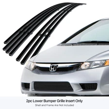 Fits 09-11 Honda Civic/Hybrid Sedan Bumper Stainless Black Billet Grille Insert