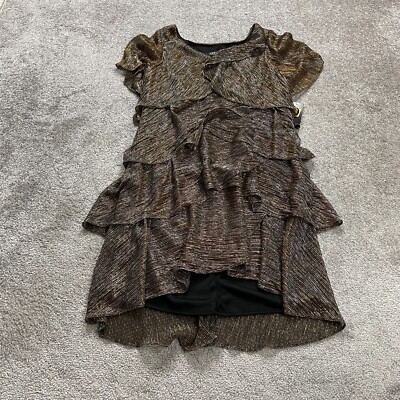 Ignite Evenings Layered Midi Dress Womens 10 Metallic Short Sleeve Party  NWT New | eBay