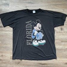 Vintage 80/90s Mickey Mouse FlorIda Beach T-Shirt Black Size XL Single Stitch