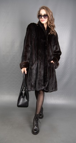 6643 SUPERIOR REAL MINK COAT LUXURY FUR JACKET SWINGER BEAUTIFUL LOOK SIZE XL - Picture 4 of 17