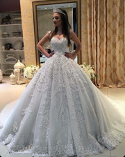 Bohemian Lace Appliques Wedding Dresses A Line Beading Luxury Ball Gowns