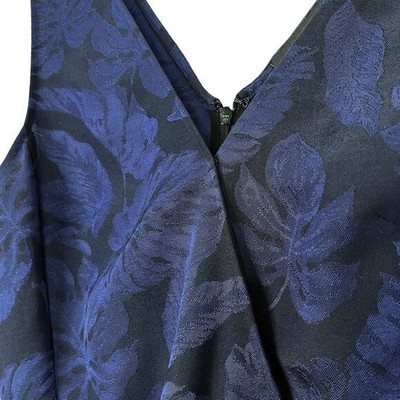 J. Crew Jumpsuit Womens Floral Jacquard Wide Leg V-Neck Sleeveless Blue  Size 0