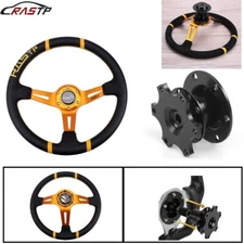 14" Aluminum & PVC Drifting JDM Racing Steering Wheel+Quick Release Kit
