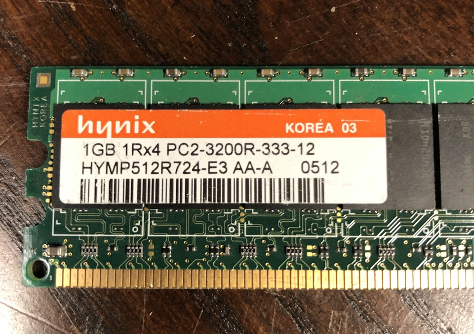 1GB DDR2 RAM ECC Hynix 1RX4 PC2-3200R-333-12 HYMP512R724-E3 AA-A - Image 3 of 3