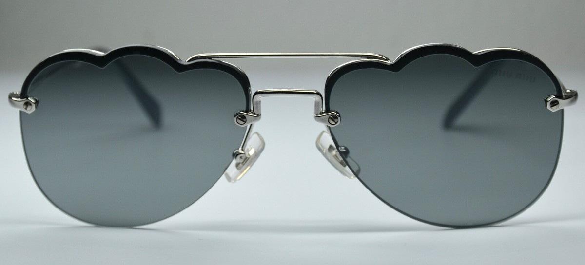 MIU MIU SMU56U 1BC-175 SILVER DARK GREY GEOMETRIC AVIATOR SUNGLASSES. 58mm MIU MIU SMU56U 1BC-175 SILVER DARK GREY GEOMETRIC AVIATOR  main image 3