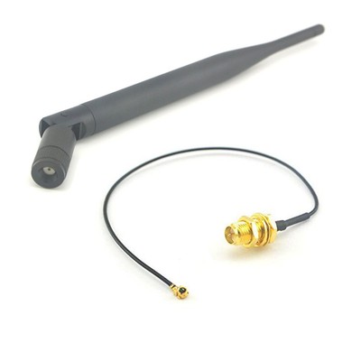 2.4GHz 5dBi RP-SMA WiFi Omni Antenna with IPX U.FL Cable for WiFi Router