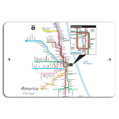 地図・旅行ガイド TRANSIT Chicago Transit Authority Downtown Sightseeing Guide Print