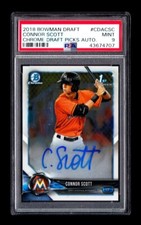 1-2018 BOWMAN CHROME DRAFT AUTO CONNOR SCOTT PIRATES CARD#CDA-CSC PSA9 707
